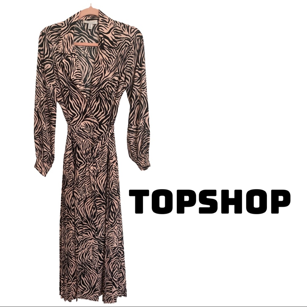 TOPSHOP*PLEATED DRESS*PINK/BLACK